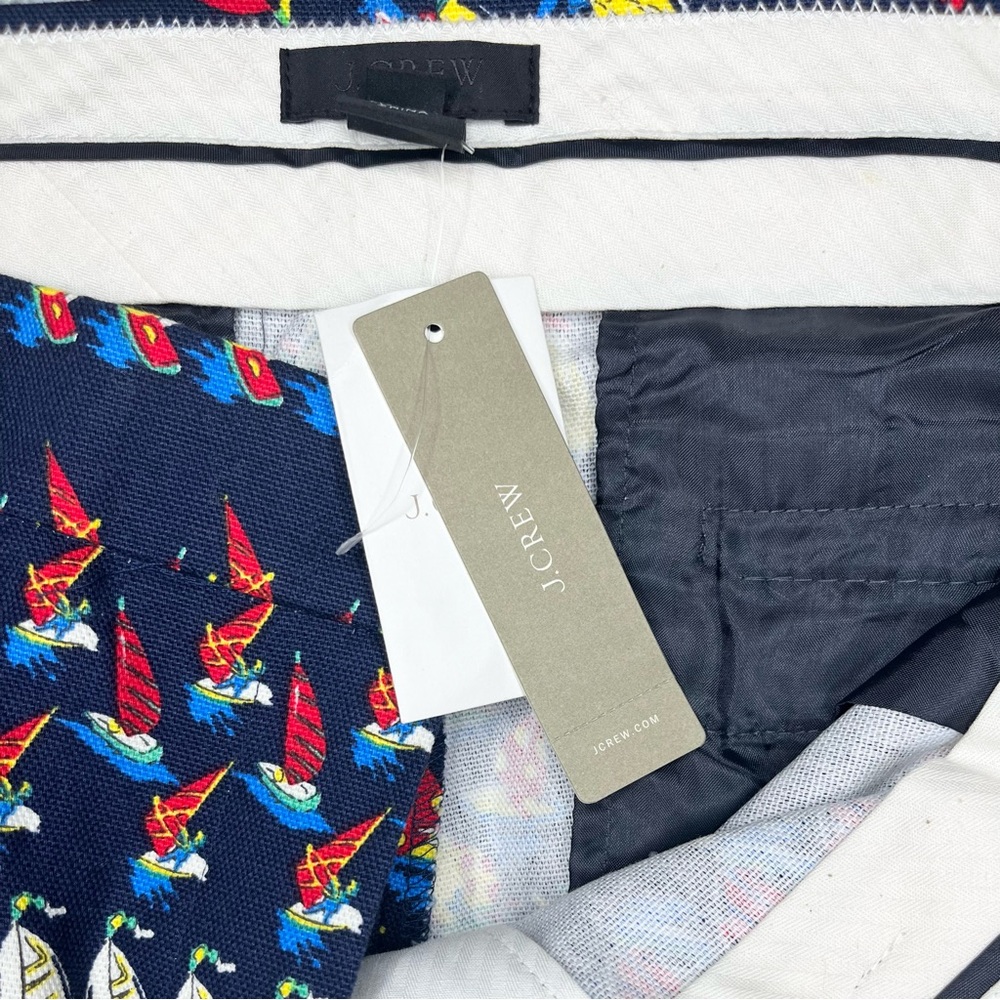 J. Crew Collection Navy Sailboat Print Cropped Pants - Picture 7 of 7